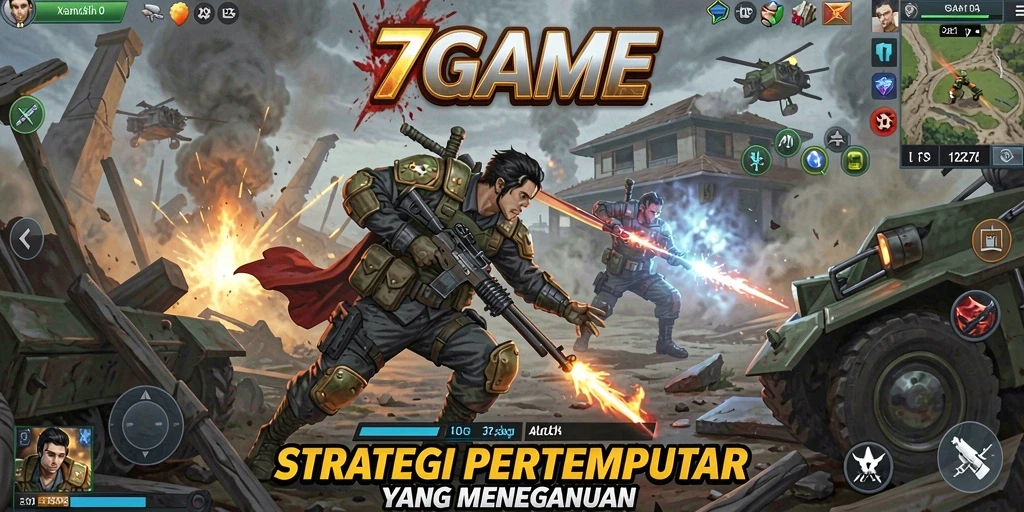 Tampilan strategis intens dari gameplay 7GAME.