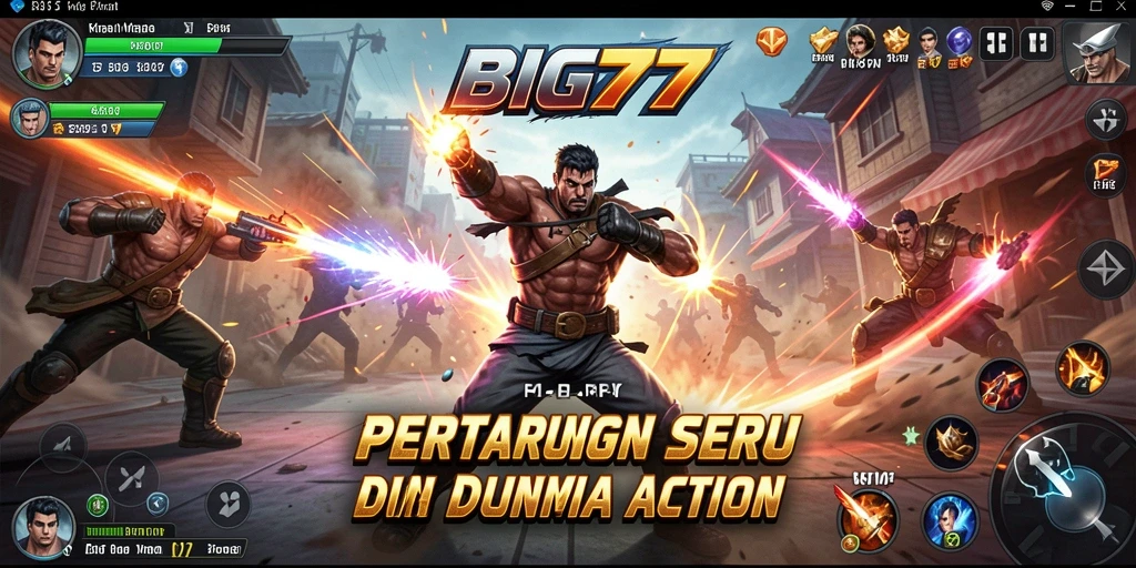 Tampilan seru dari gameplay BIG77 menampilkan pertarungan mendebarkan.