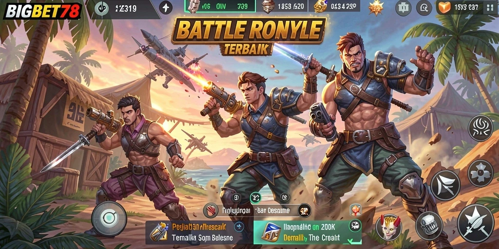 Gameplay seru dan mendebarkan dalam Battle Royale.