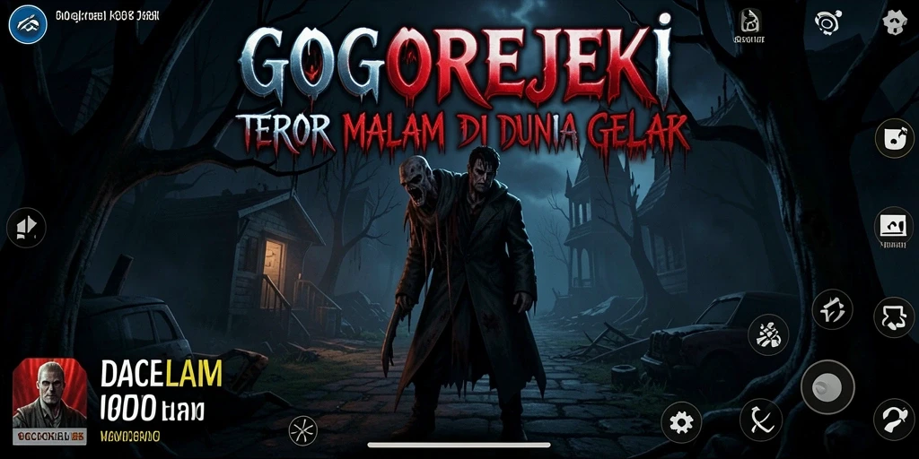 Screenshot gameplay GOGOREJEKI dengan suasana yang gelap dan menakutkan.
