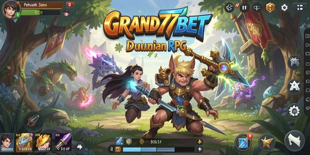 Tampilan aksi seru dalam gameplay RPG GRAND77BET.