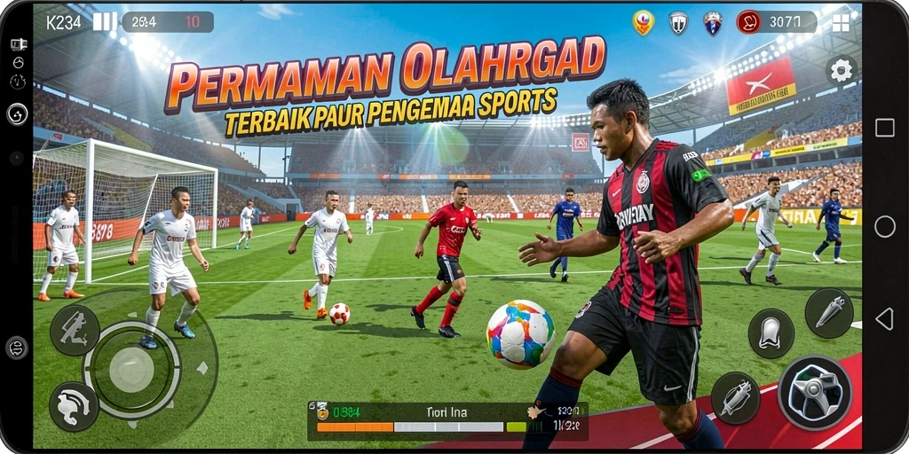 Tampilan screenshot K234 menunjukkan pemain bersenang-senang dalam permainan olahraga.