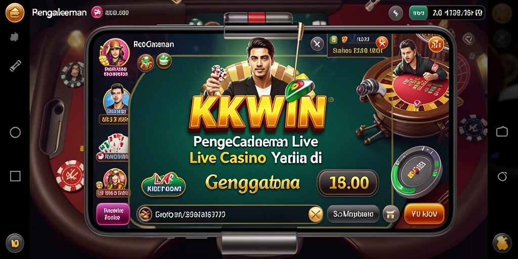 Screenshot gameplay KKWIN yang menunjukkan dealer live dan interaksi pemain.