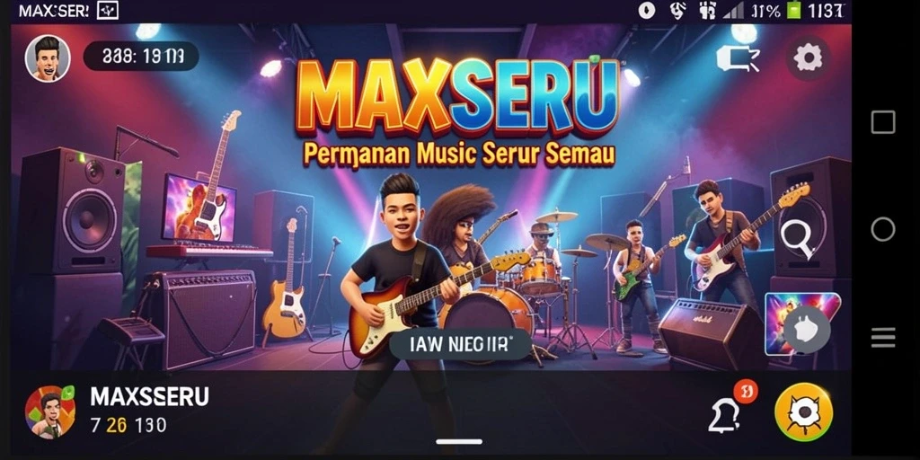 Gameplay MAXSERU yang seru dengan tantangan musik menarik.