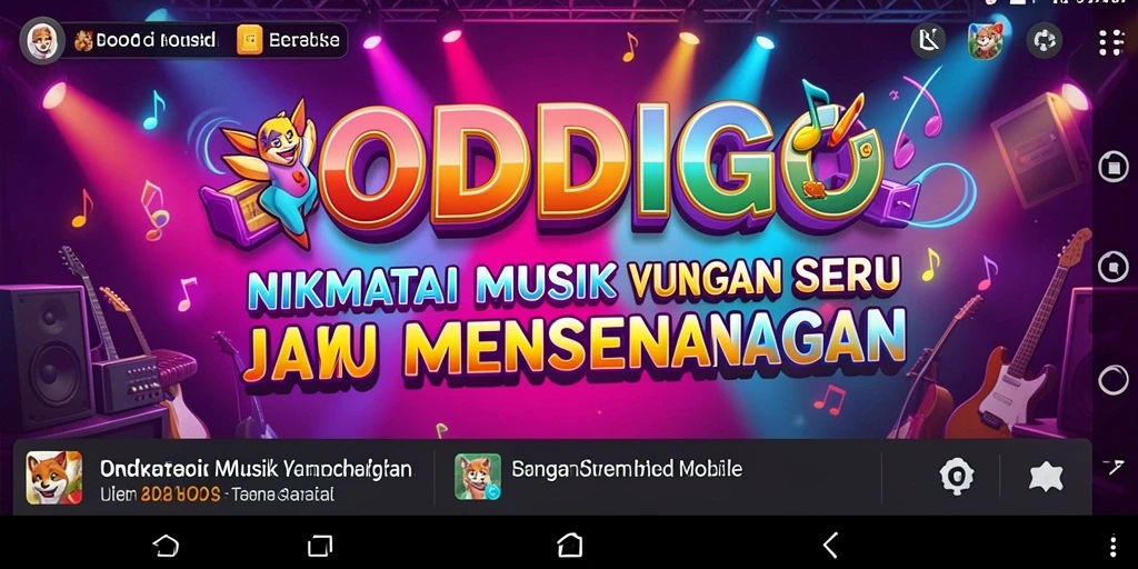Tampilan gameplay ODDIGO yang seru dan interaktif dengan lagu-lagu favorit.