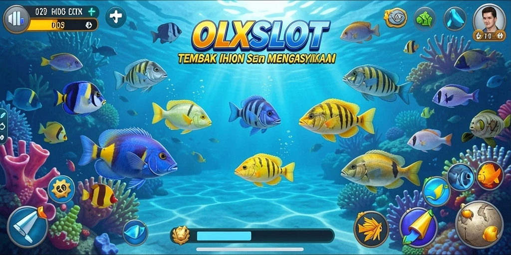 Tampilan gameplay OLXSLOT yang seru saat menembak ikan.
