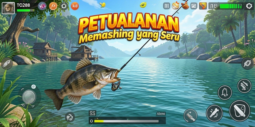 Tampilan gameplay TO288 yang seru saat memancing ikan.